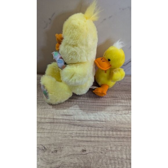 Vintage Cuddle wit duck 11" with 6" small duck set of 2 yellow orange - Picture 6 of 11